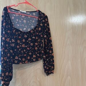 Floral Midnight Blue  Long Sleeve Top